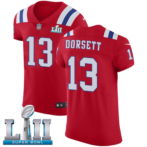 Nike Patriots #13 Phillip Dorsett Red Alternate Super Bowl LII Men's Stitched NFL Vapor Untouchable Elite Jersey